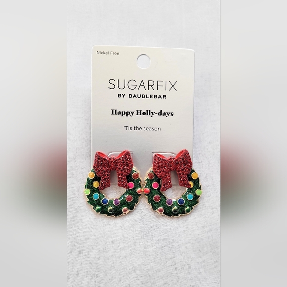 NWT! Rhinestone Embellished Happy Holly-days Sugarfix Tis The Season Ear… - Picture 4 of 4